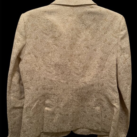 Beige & Gold Textured Blazer & Skirt Suit - Size 12 - Picture 3 of 16